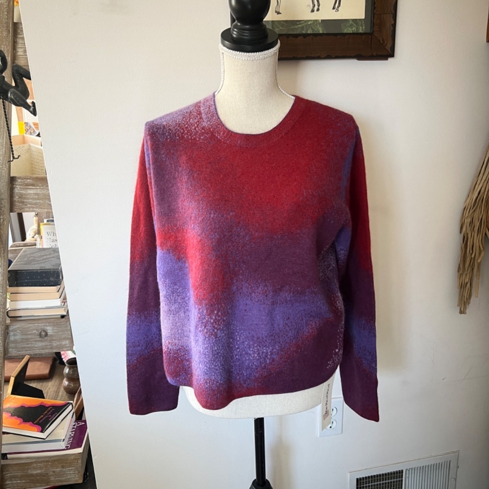 VINCE Women's Ombre Jacquard Crew Sweater L - Picture 8 of 9